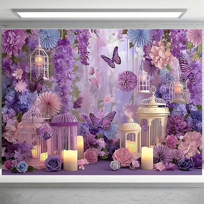 Fondo Fotográfico Glitter Púrpura para Fiestas 7x5 pies miniatura 5