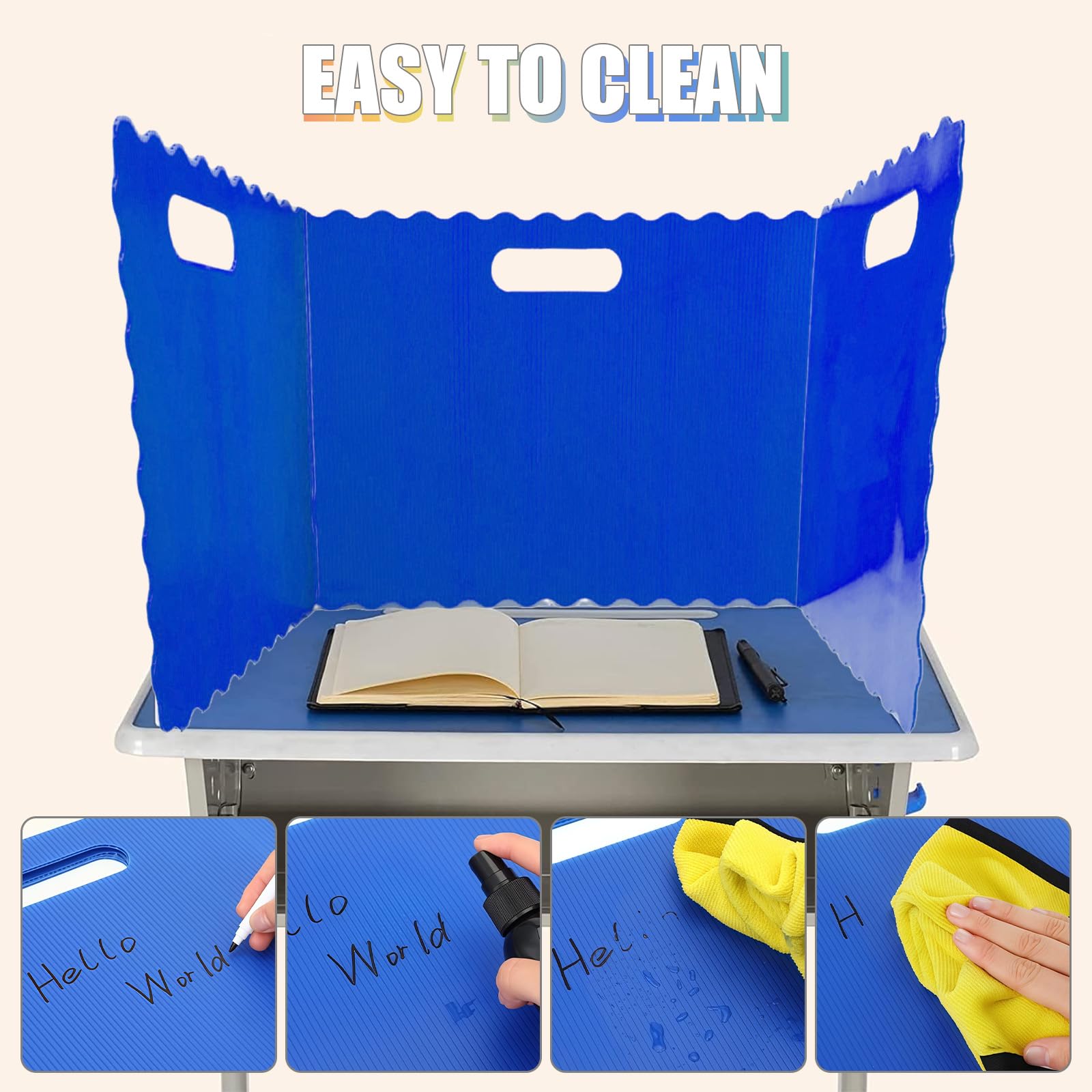Lot de 24 cloisons de bureau pliables avec 72 étiquettes nominatives portables 4 couleurs Brise-vue Table d'étude Imperméable Séparateurs pour bureau, école, bureau, bibliothèque, 40 × 30 × 30