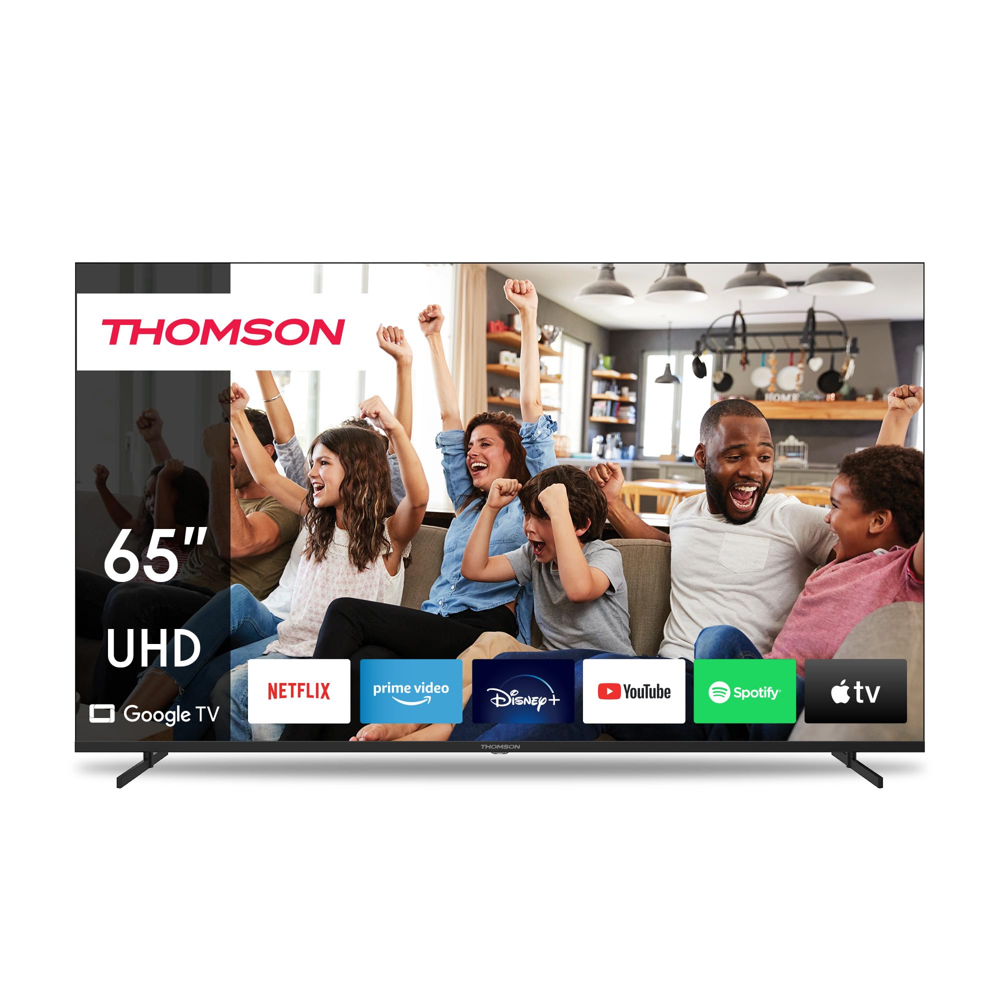 Thomson 65 Zoll (164cm) 4K Ultra HD Smart Google TV, Wi-Fi, Dolby Audio, HDR10, Bluetooth 5.1, Triple-Tuner (Kabel/Satellit/Antenne), HDMI, CI+, A+ Panel - 65UG4S14