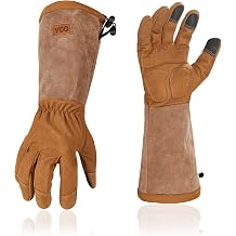 Vgo... Mens Extra Long Leather Gardening Gloves Gauntlet SL6592MM