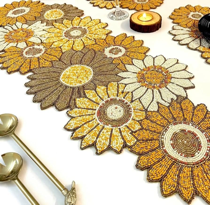 Image of Made for You Beautiful Beaded Table Runner Craftsmanship, Decorative Runner for Center & Dining Table, Pack of 1 Measure 13 X 36 Inches