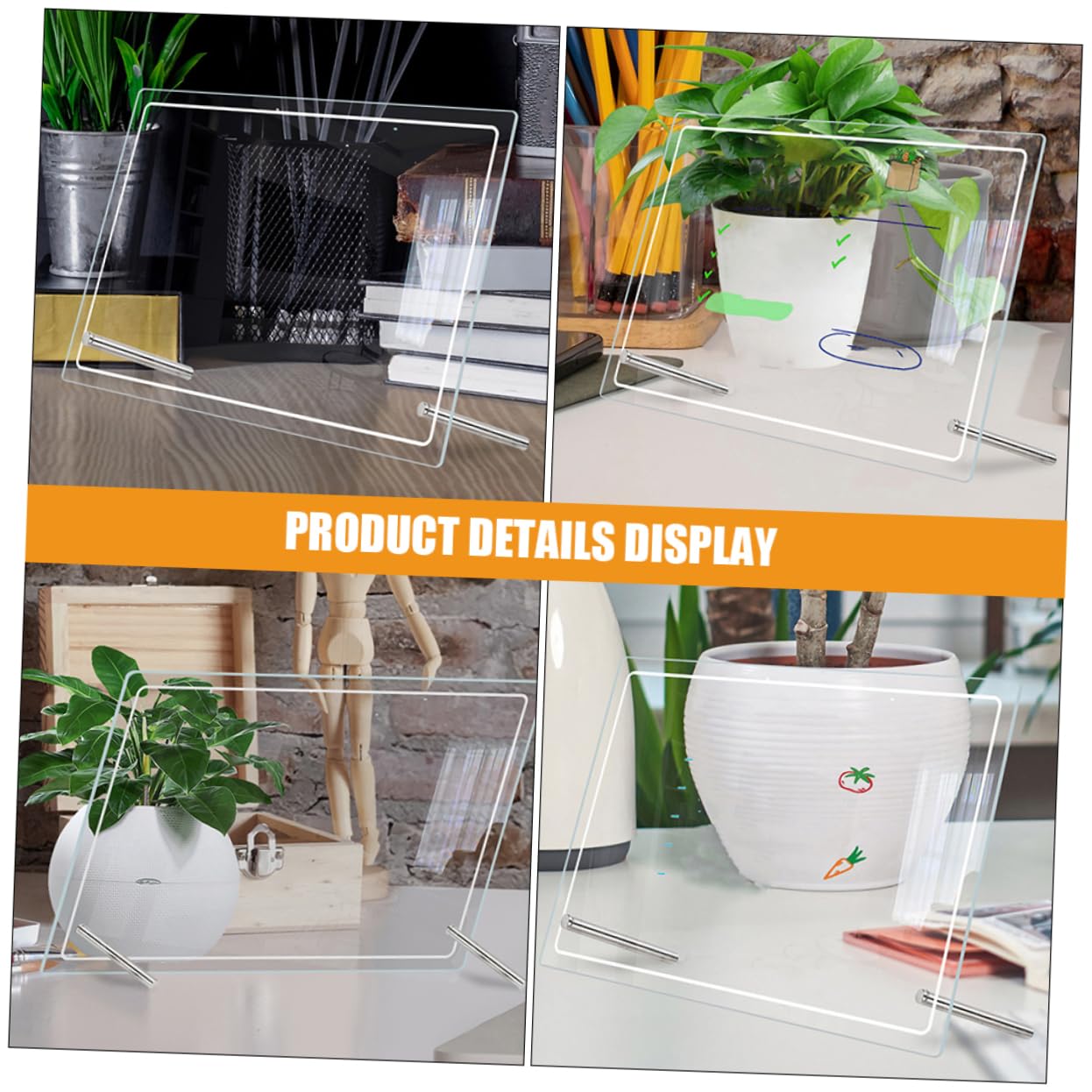 NUOBESTY 2 Stück Acryl Whiteboard Tisch mit Transparenter Tischplatte Abwischbare Memotafel für Schreibtisch Multifunktionale Notiztafel zum Aufstellen im Büro und Zuhause