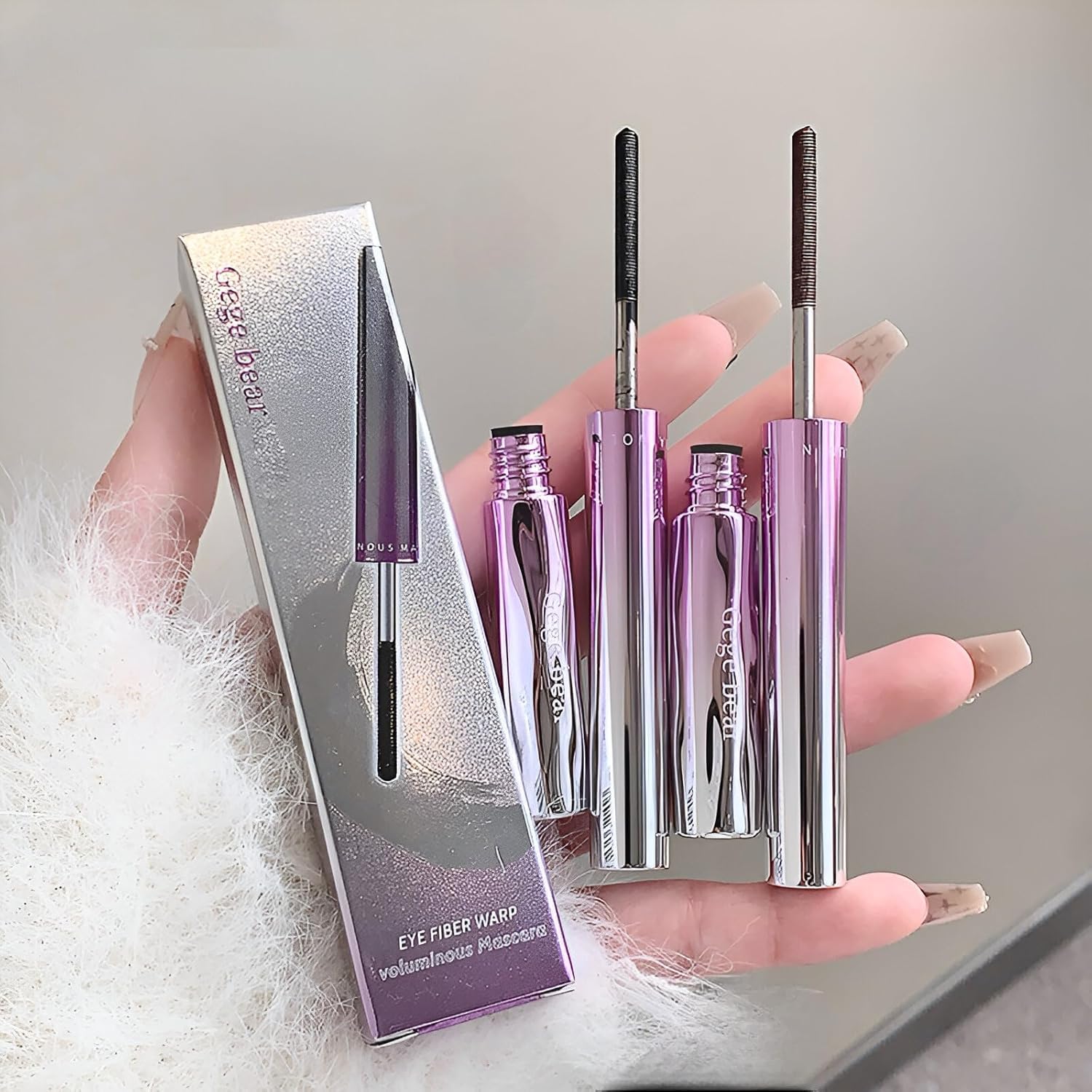 Gege Bear Eyes Light Slim And Thick Eye | Liquid Mascara Waterproof | 2 Shades Black Brown | Kawaii Pink Metallic Tube | Eye Makeup for Girls Women Teen | Volumizing Lengthening Formula | Smudge Proof Application (01#Black, 4g)-image-30