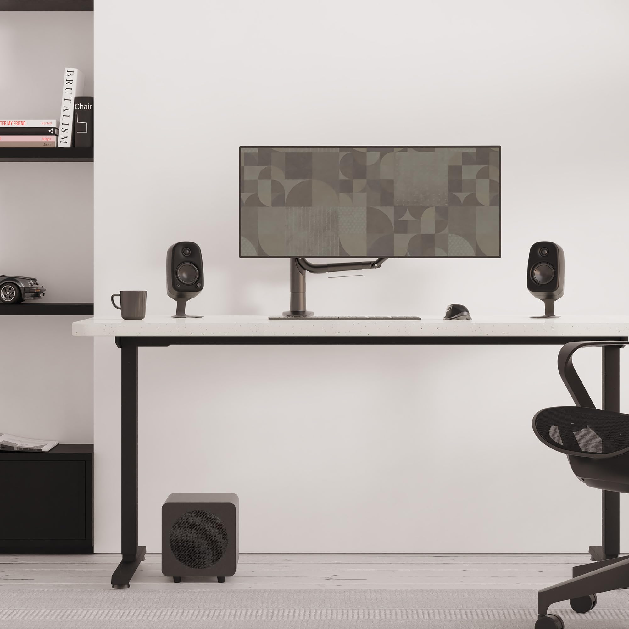 Kanto UKI 100 W Altavoces de ordenador de escritorio activo con Bluetooth y USB-C | Inteligente Sub Integración | Auriculares fuera | Par | Onyx