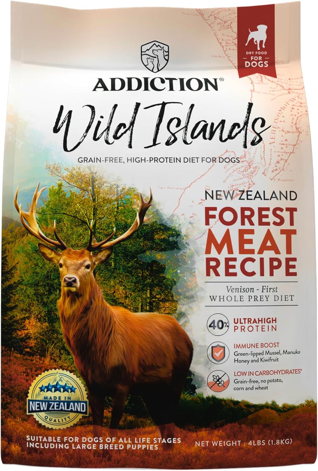 Addiction Wild Islands Forest Meat Premium Venison Recipe Dry Dog Food (4 Pound)