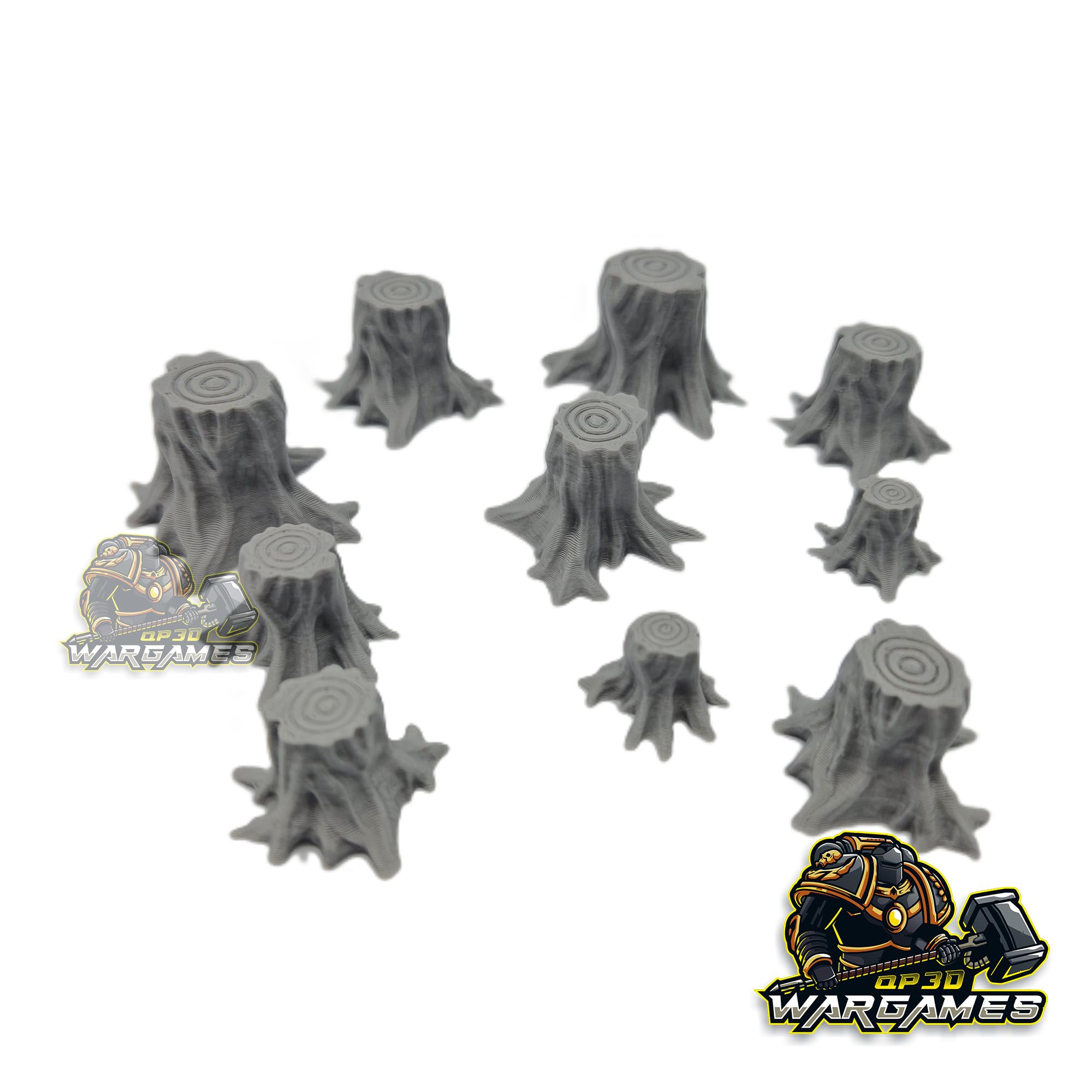 QP3D – Zestaw 10 Pni Drzew, Rozproszony Teren Fantasy do Gier, Sceneria RPG i Bolt, Skala 28–32 mm, Miniatury, Wargaming, Rekwizyty DnD, Wydruk 3D do Malowania