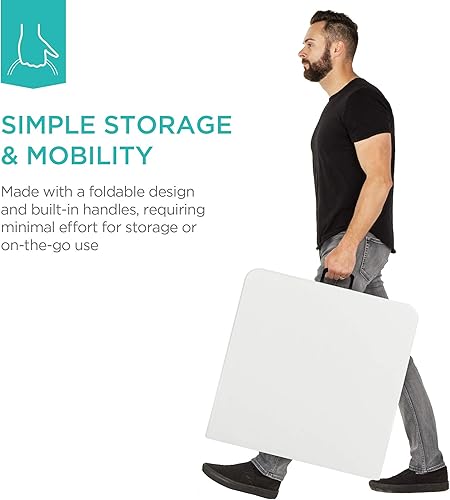 Miniatura 6 de Mesa plegable portátil de plástico Best ChoiceProducts para interior o exterior picnics campamentos fiestas al aire libre 6 Blanco