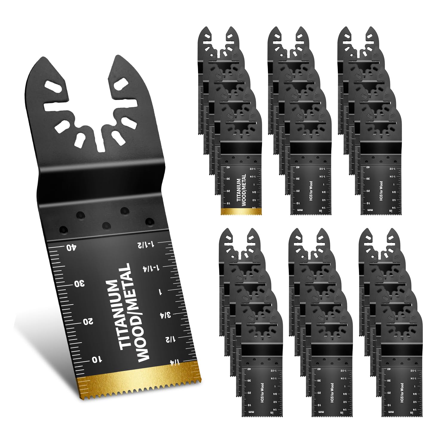 30 cuchillas oscilantes, hojas de sierra oscilantes profesionales universales de titanio para madera, plásticos y metal, compatibles con Dewalt Ryobi Fein Milwaukee Rockwell Makita
