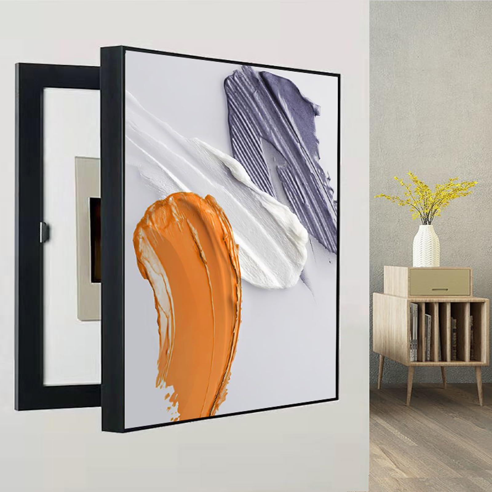 Cuadro Decorativo para Caja de medidor eléctrico, Cubierta de distribución Oculta, Cuadro Colgante Creativo, Montaje en Pared para Interruptor de fusibles de Panel eléctrico (Negro G, 60 x 7