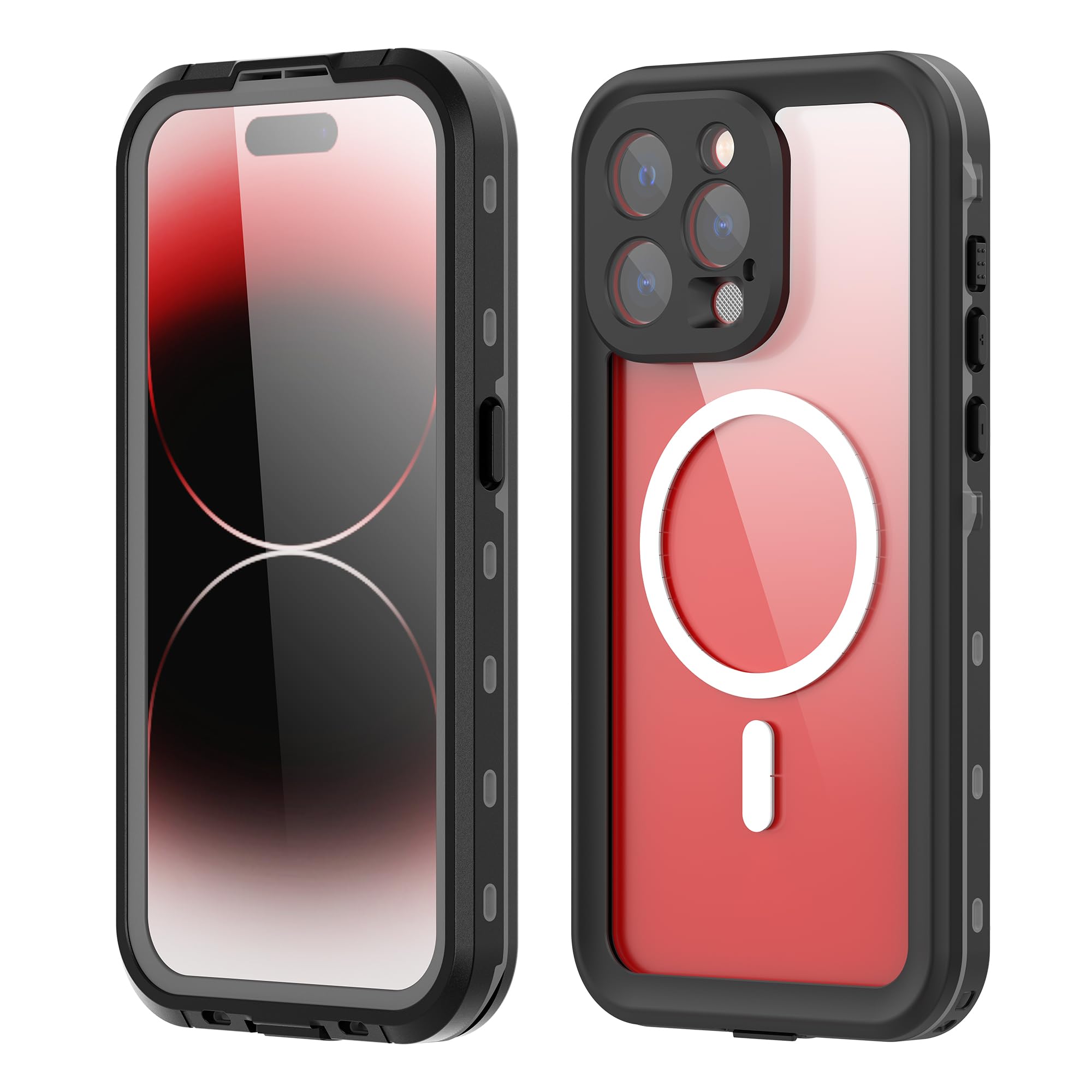 PUCHEN for iPhone 15 Pro Waterproof Case Magnetic, [Compatible with M-ag-Sa-fe][with Screen Protector][IP68 Underwater][Dustproof] Case for iPhone 15 Pro (Black, iPhone 15 Pro)