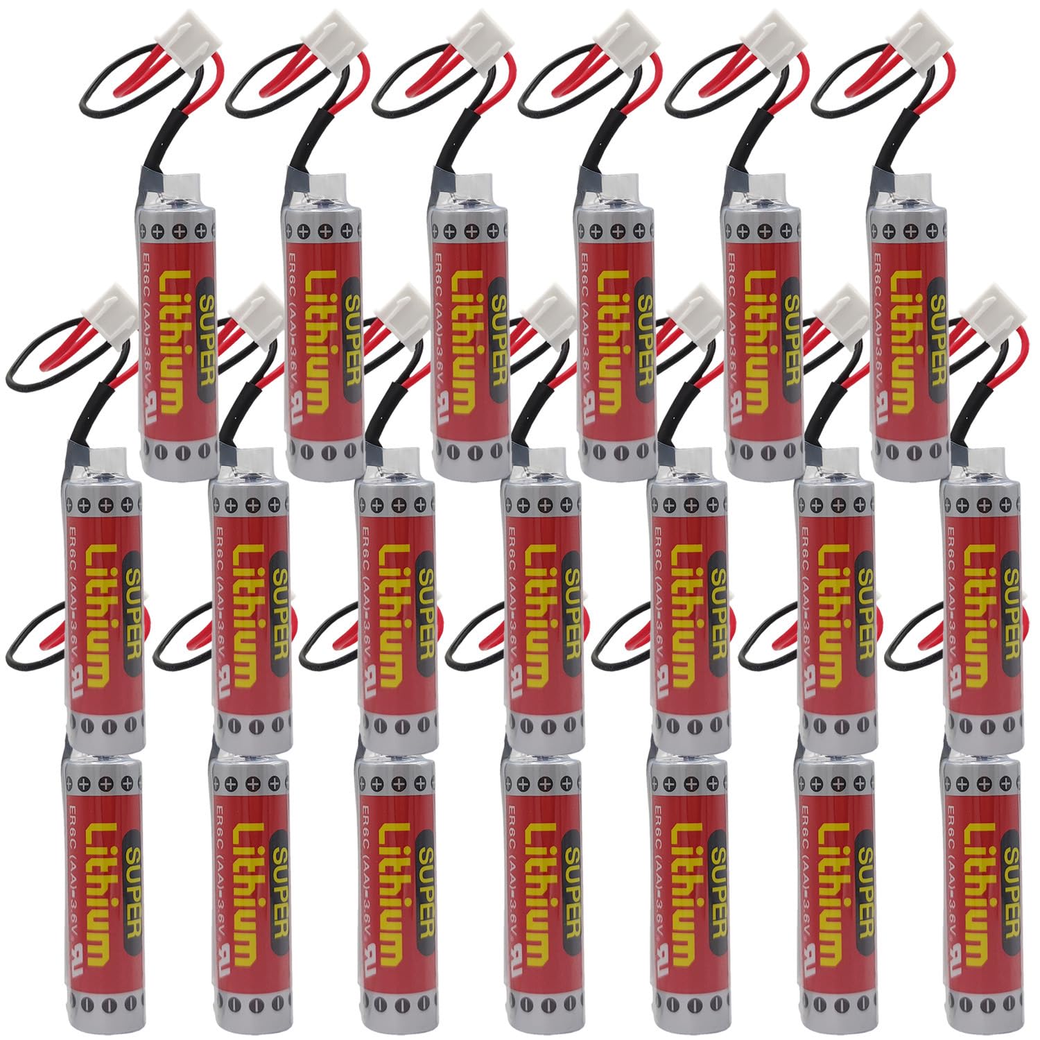 20Pcs ER6C AA 3 6V 1800mAh Battery Replacement for fx2n-128mr fx1n PLC Battey with Plug 3 6 Volt