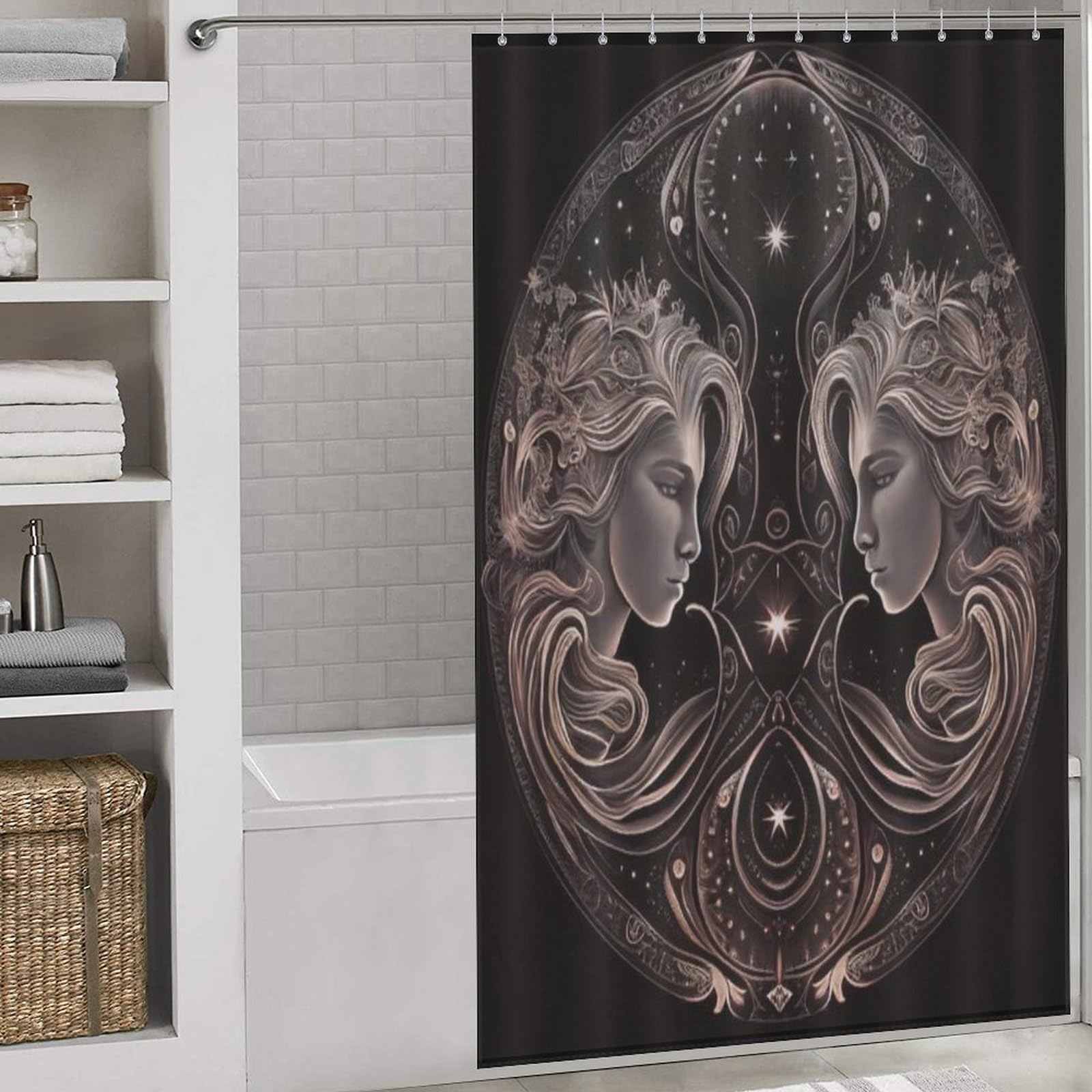 Rideaux de douche pour salle de bains familiale Gémeaux 55x72Inch