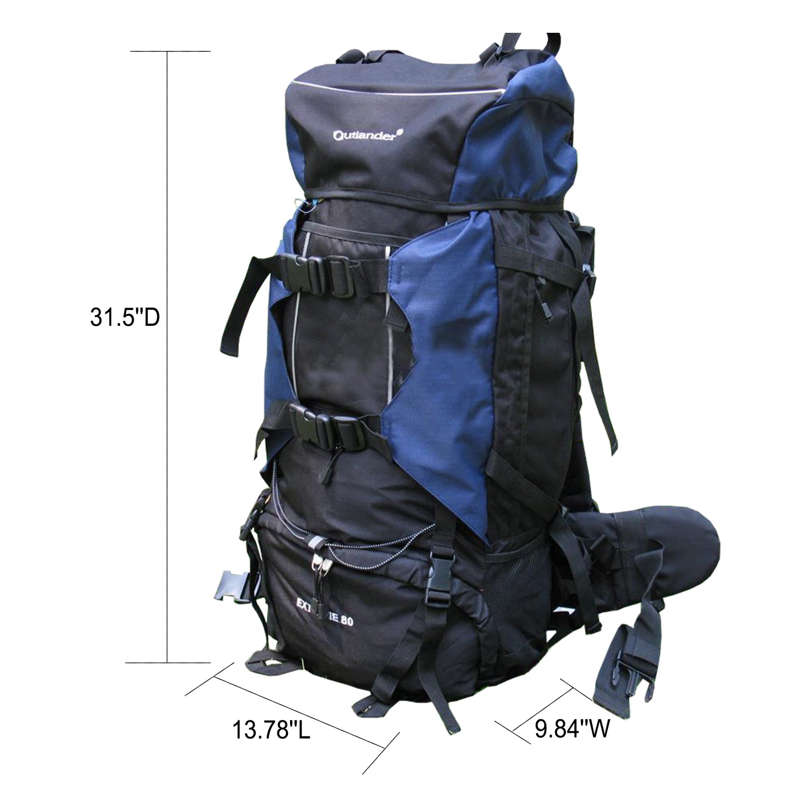 UNISTRENGH 80L Internal Frame Backpack Hiking Camping Backpacking Water Resistant Pack Trekking Bag with RainCover (Navy)