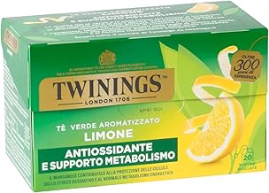 Twinings, Lemon Flavoured Green Tea, Antioxidant Action and Support Metabolism, Refreshing Taste, Infusions and Herbal Teas, 1 Pack of 20 Filters