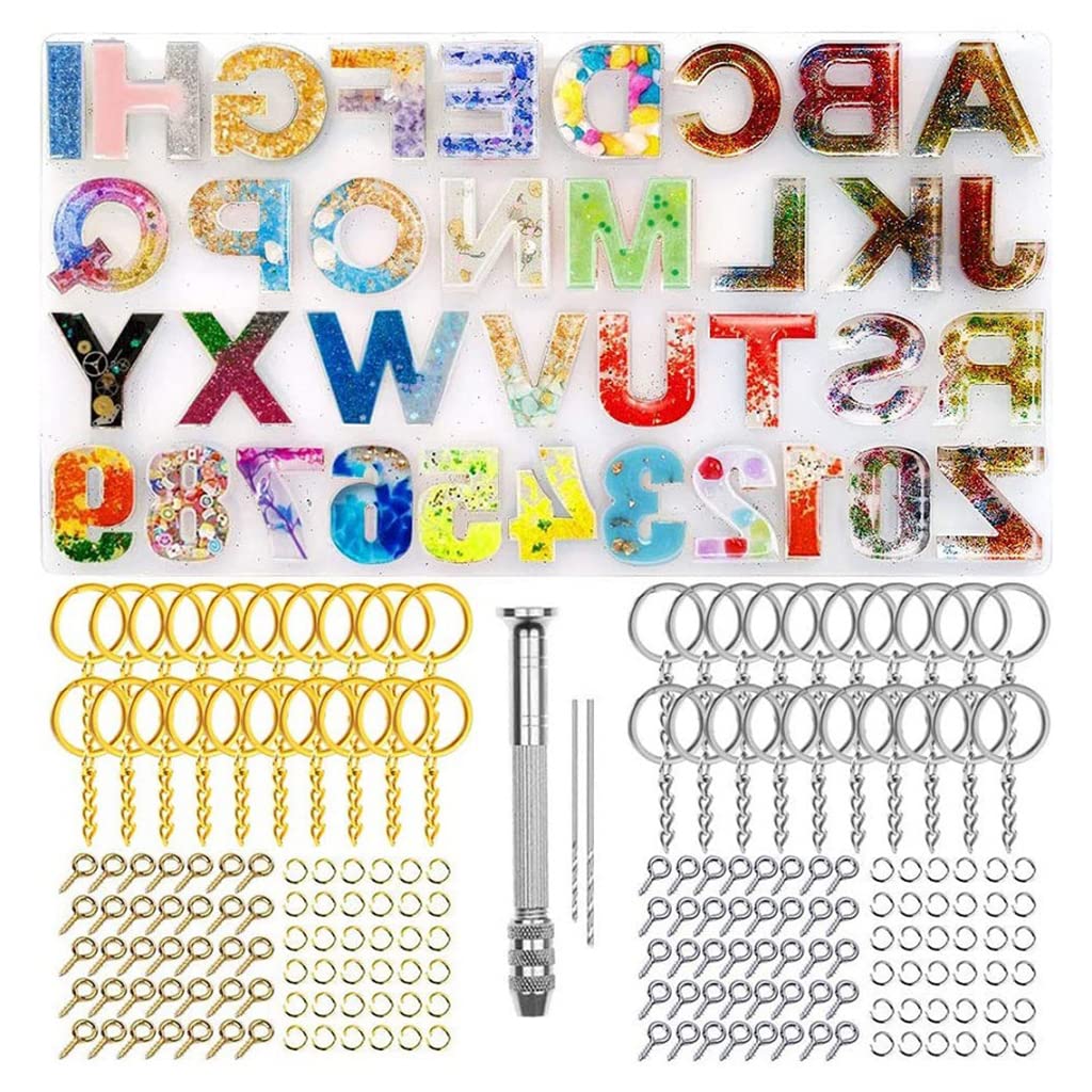 Set di 244 stampi per portachiavi in resina con numeri in silicone per portachiavi artigianali numero civico gioielli ciondolo portachiavi kit di stampi in silicone per colata in resina epossidica per