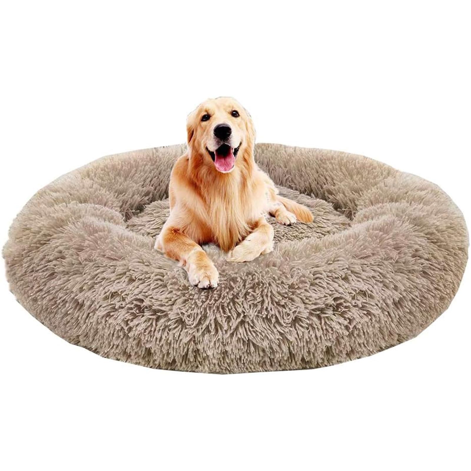 GDDO Premium Cama Ortopédica para Perros Grandes y Extragrandes, Donut Suave de Felpa Redonda, Sofá Con Parte Inferior Resistente al Agua, Cesta Lavable (100cm)