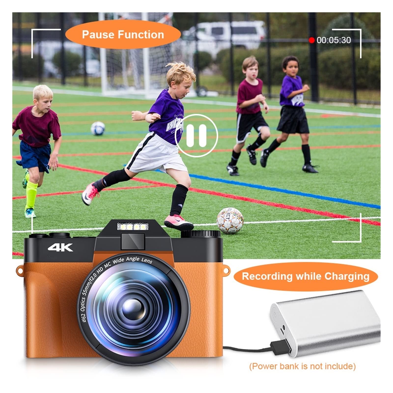 Obiettivo grandangolare 48MP Fotocamera digitale Fotografia Videocamera Vlog for webcam in streaming live Zoom digitale 4K 16X Selfie Regalo per principianti(16G TF Card,CDR10 Pink-Lens)
