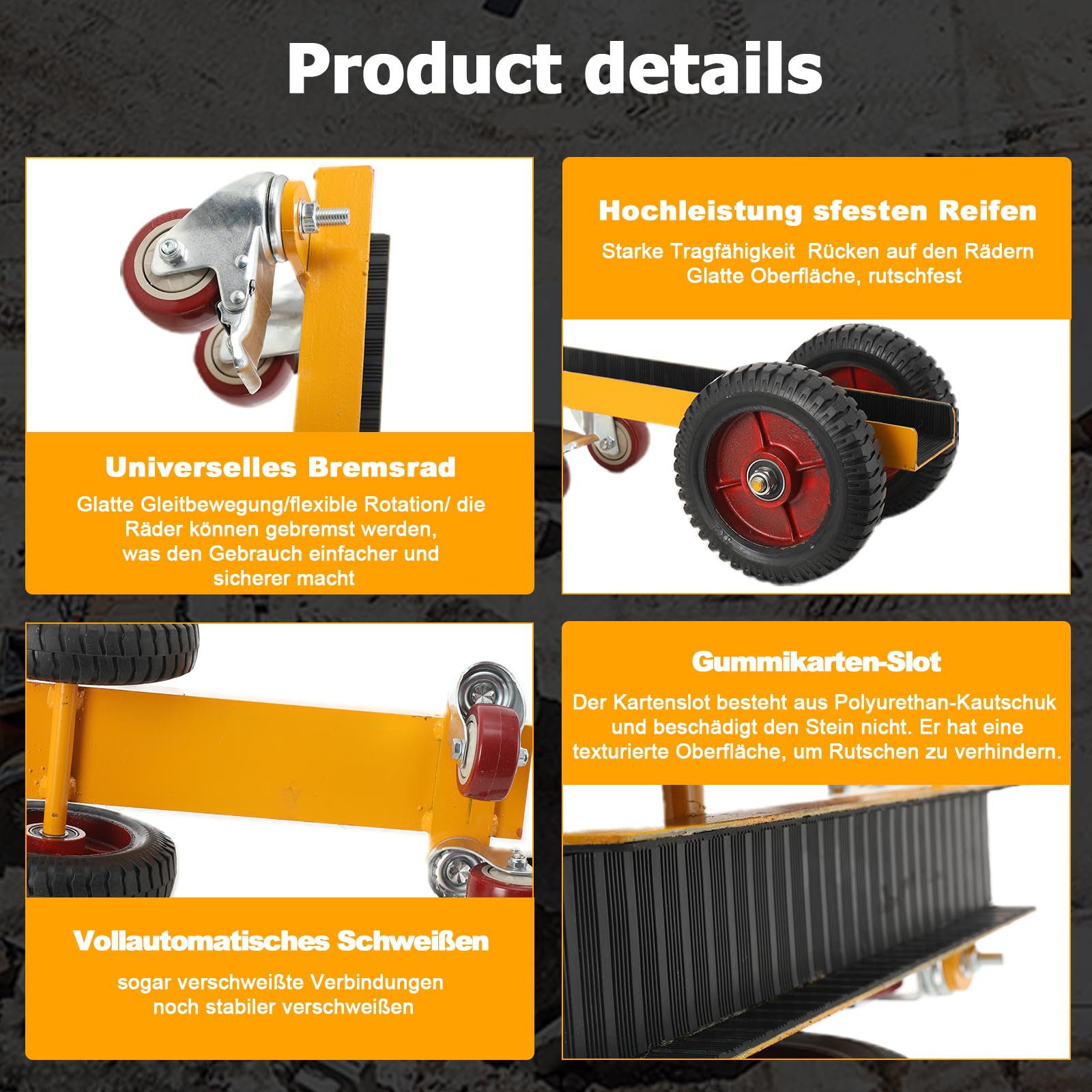 Plattenroller Plattenklemmwagen bis 500kg 200mm Klemmlänge 85mm Klemmbreite, Plattenkarren Transportwagen 4 Rad, Plattenwagen zum Transport von Holzplatten, Türen, Fenster u.v.m. mit Vollrad