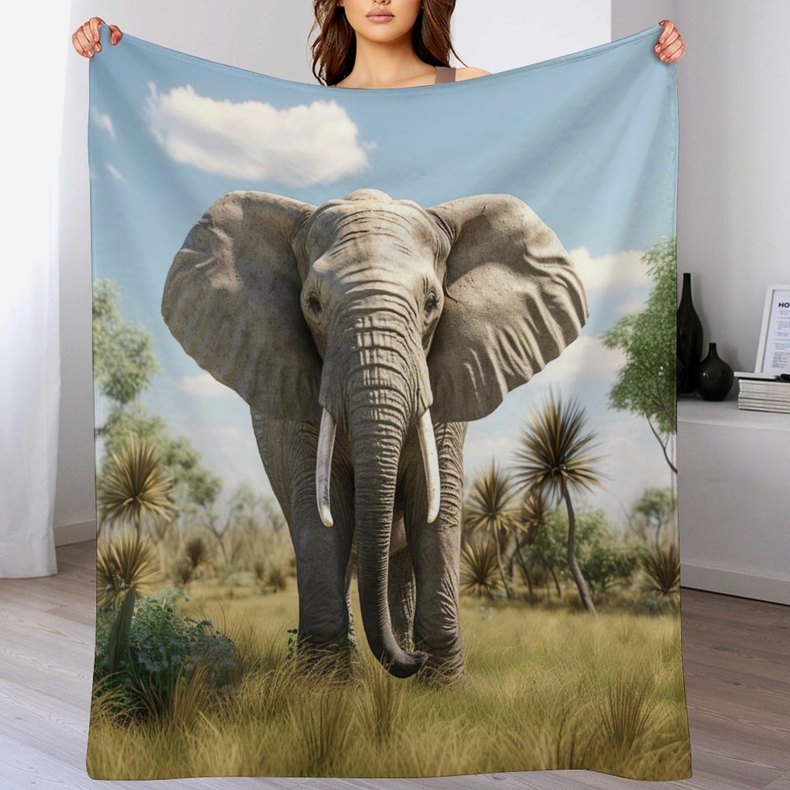 Couverture polaire éléphant haut de gamme en flanelle douce et grand lit