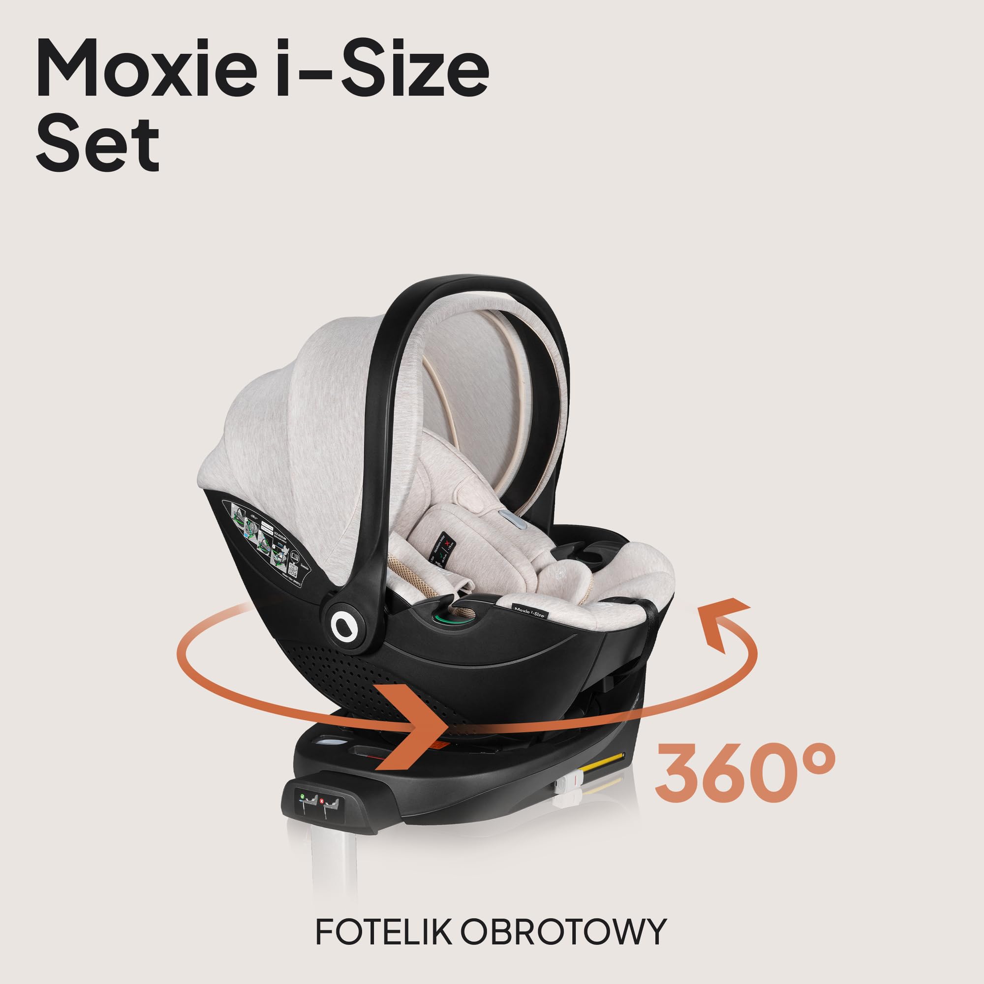 Lionelo Moxie i-Size SET fotelik dziecięcy z podstawą, 40-87 cm, mocowanie ISOFIX i podpórka, ochrona boczna, regulacja zagłówka, wkładka Dri-Seat