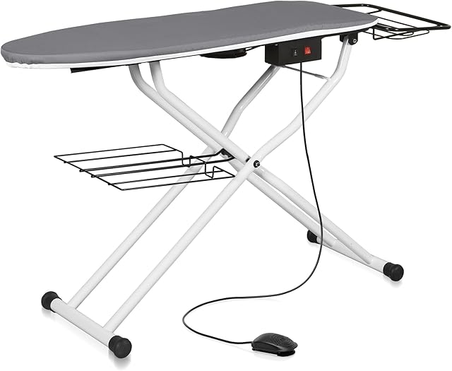 Reliable The Board 500VB Home Vacuum and Up-Air Pressing Table Ironing Board, Height Adjustable, Quick-Dry Textured Polyester Cover, Laundry Rack, Tube Frame Construction, Heated Surface, Quick Fold