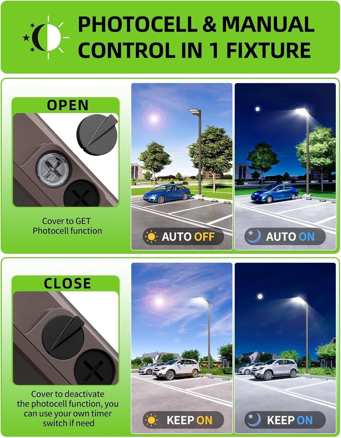 LED Parking Lot Light 320W 256W 192W Adjustable 4500K 5000K 5700K Tunable Up to 48000LM Photocell LED Shoebox Pole Light Outdoor Lighting AC100-277V 10 Pack (10, 320W Extra Large)