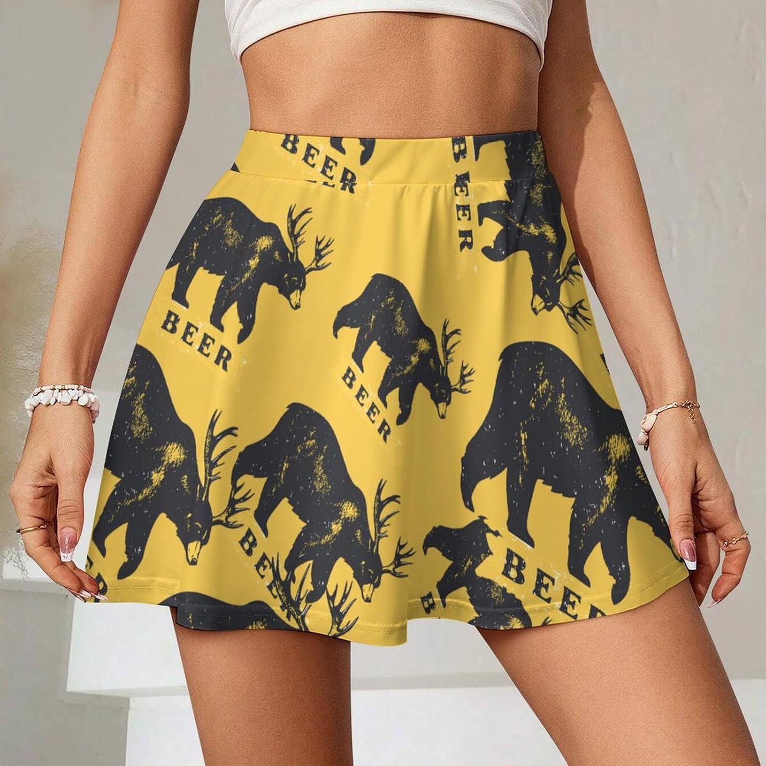 Camel Camouflage Women Tennis Skirt Print Golf Skirts Mini Casual Workout Skorts
