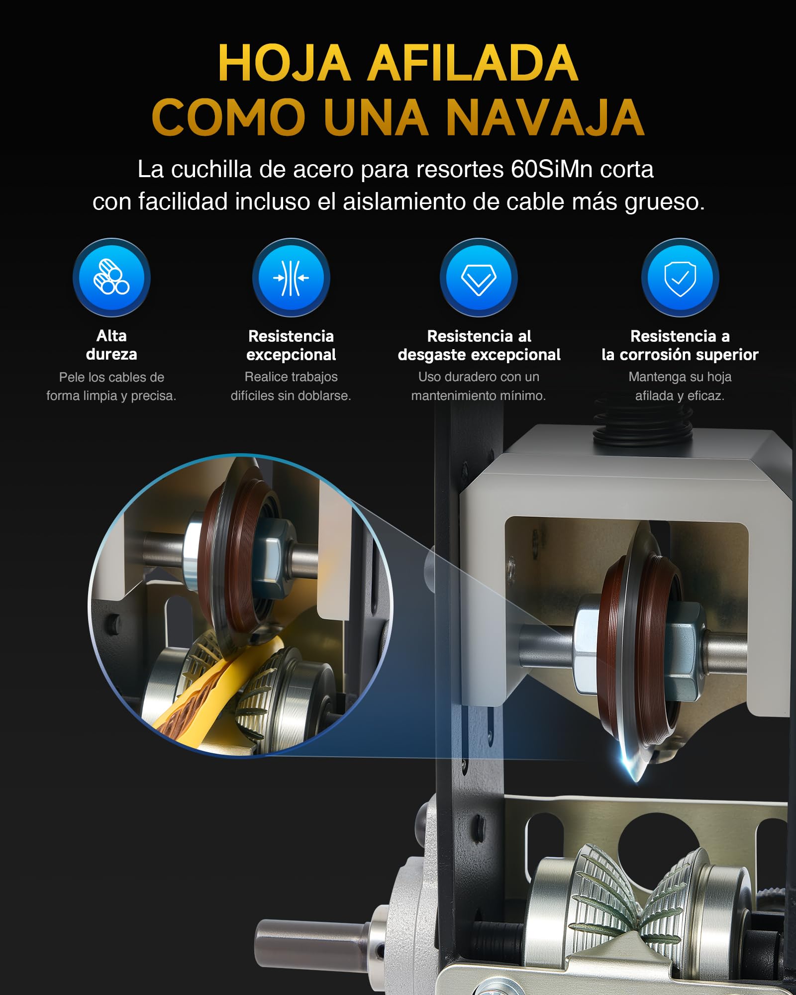 CREWORKS Máquina Pelacables Manual de 1,5 a 25 mm, Pelacables de Cobre compatible con Taladros para Alambre de Chatarra con 2 Placas de Orificio de Alimentación