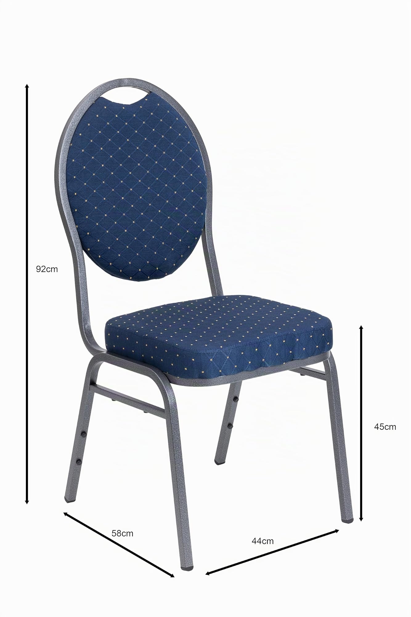 METRO Professional Chaise de Banquet Empilable en Acier Bleu, 43,5 x 58 x 92,5 cm