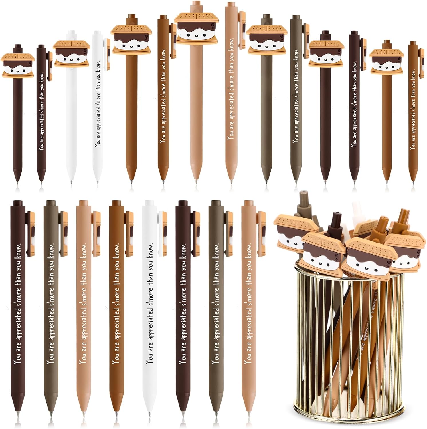 MotiMind 60 Pcs Inspirational Thank You Pens Gifts Bulk for Employee Coworker, Funny Appreciation Pens Gifts for Office Team Staff (Marshmallow)