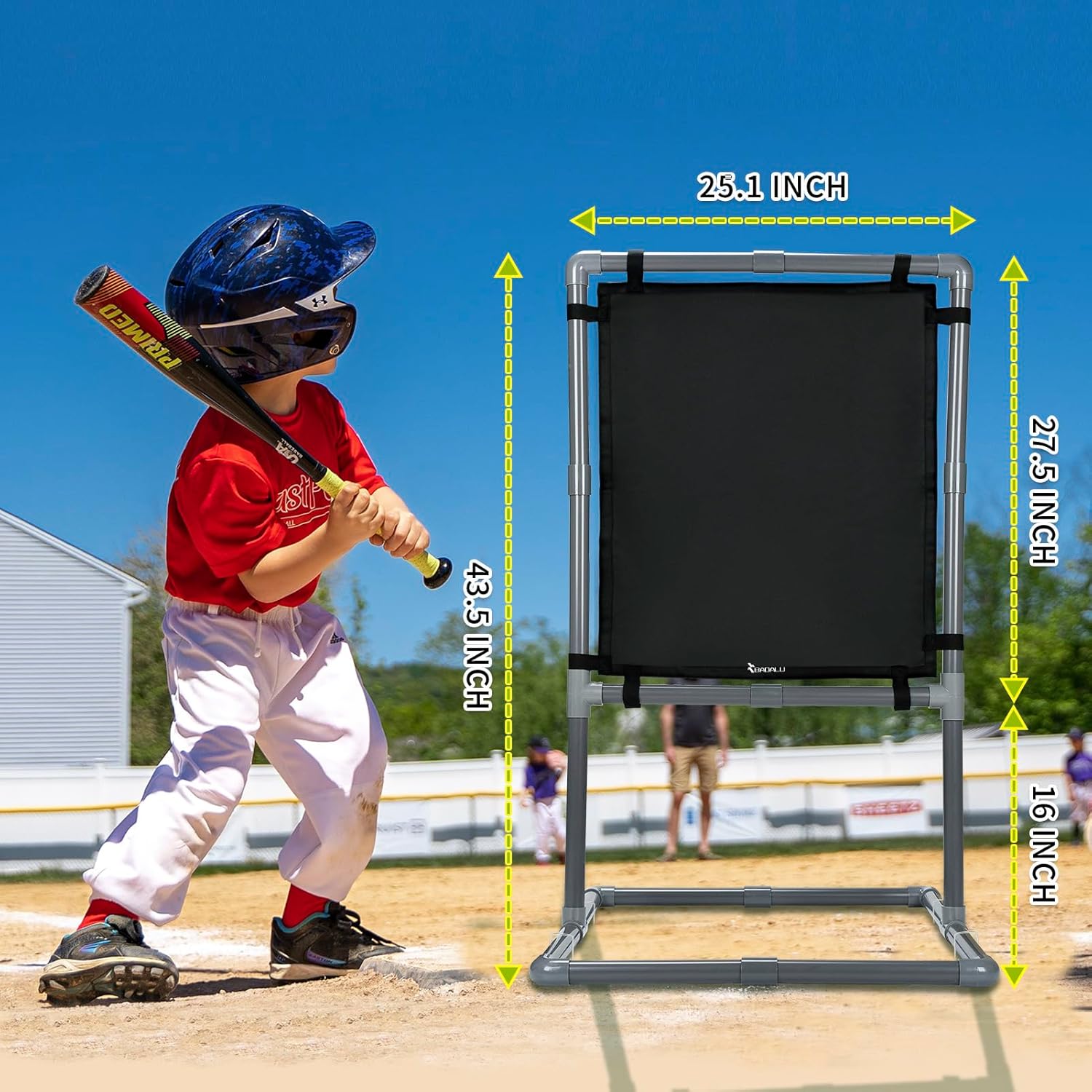 BADALU 2-in-1 Strike Zone & Pitching Net for Softball & Plastic Baseballs.Baseball Strike Zone Target Easy to Set up and Assemble, Softball Set Perfect for Pitching Training
