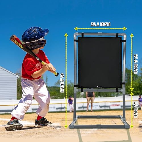 Miniatura 2 de BADALU Zona de huelga 2 en 1 y red de lanzamiento para sóftbol y béisbol de plástico. Objetivo de zona de golpe de béisbol fácil de configurar y
