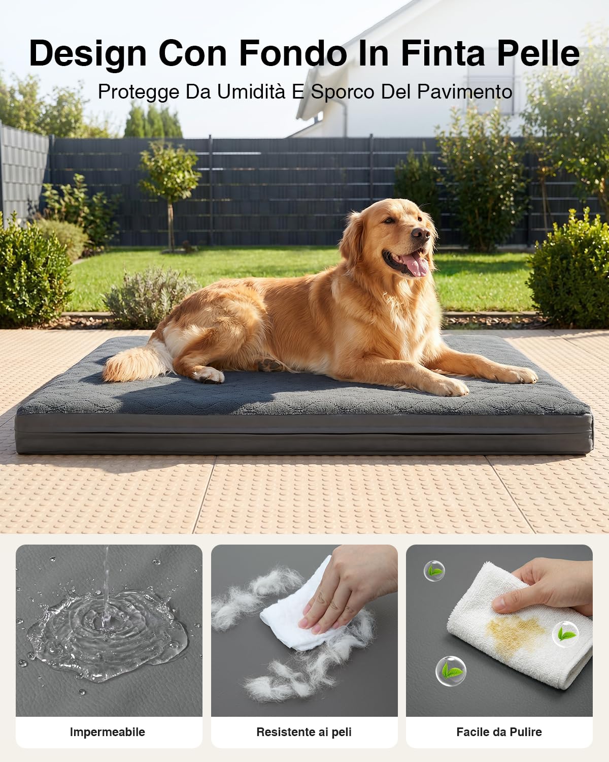 Cuccia Cane Interno Taglia Grande-111x81x9cm, Impermeabile Cuscino Cani, in Similpelle Un Lato, Bifacciale Cuccia Per Cani,Impermeabile Fodera Con, Sfoderabile e Lavabile, Grigio