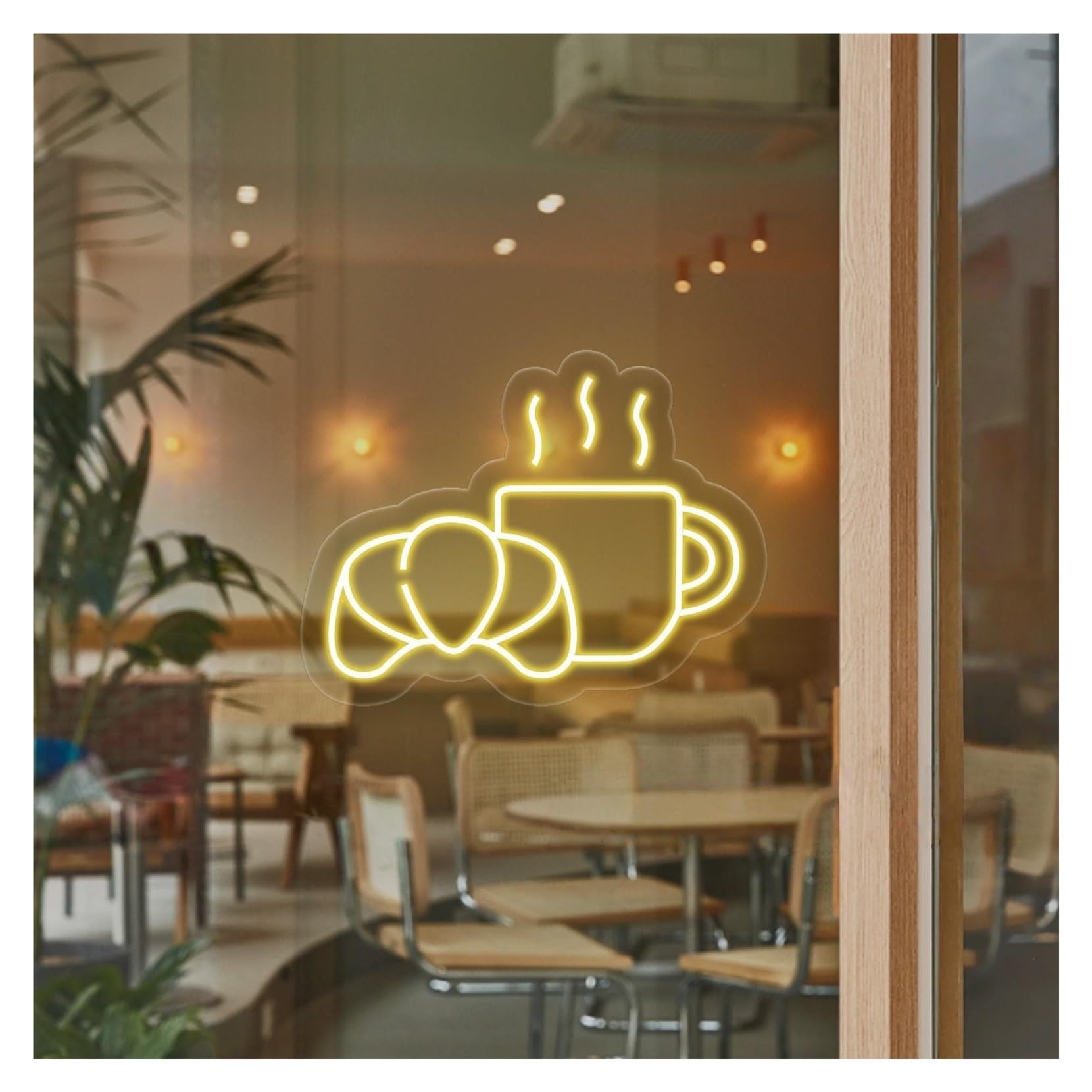 Rongch D Hanging Art Signs Coffee & Croissant Neon Sign,Suitable For Bakery Cafe Store Home Wall Ecor With Immable 31Cmx40cm(D)