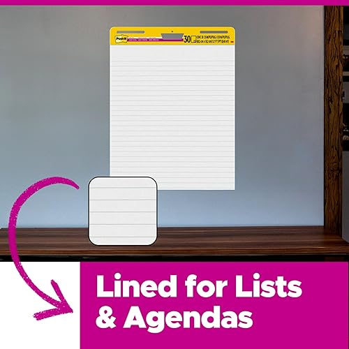 Miniatura 10 de Post-it Almohadilla de caballete súper pegajosa, 25 pulgadas x 30 pulgadas, blanco, forrado, 2 almohadillas/paquete, 30 hojas/almohadilla (561WL VAD