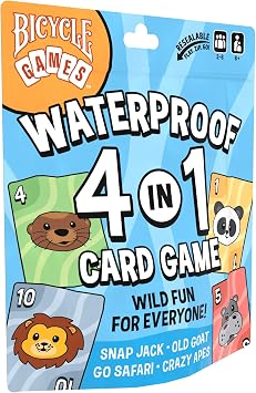 Bicycle Waterproof 4-in-1 Card Games Set Plastic Deck Family Travel Pack