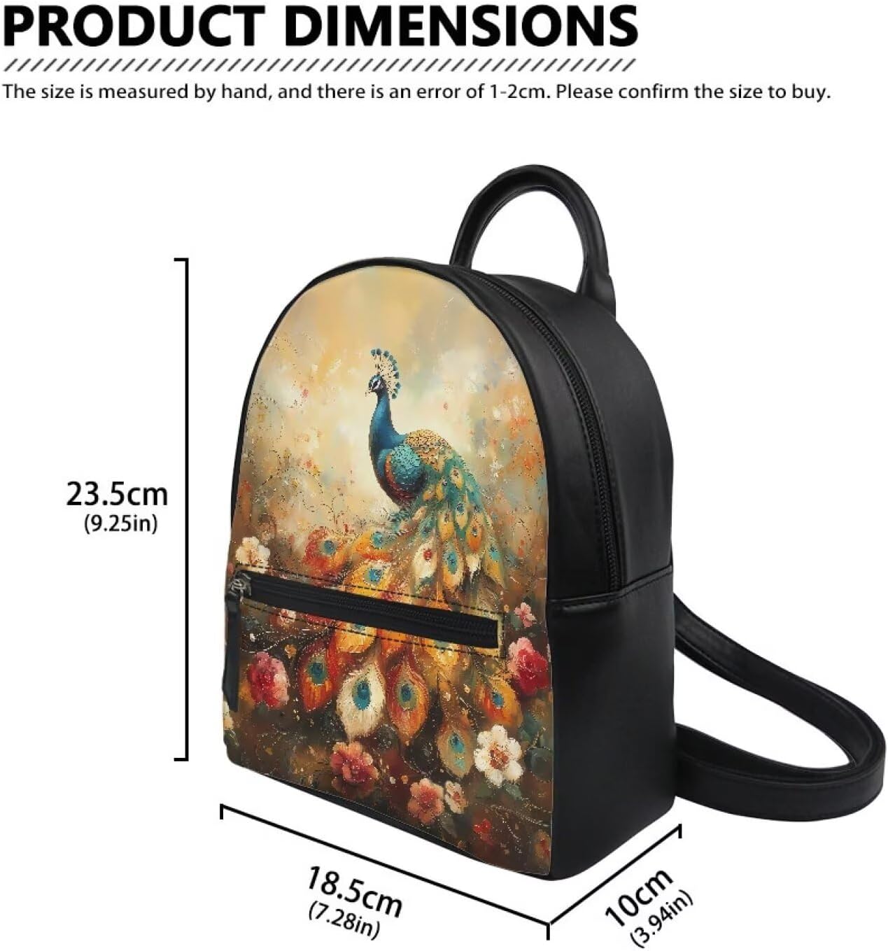 Cozeyat Vintage Peacock Womens Backpack Purse Small Size Leather Teens Cute Casual School Bookbag Ladies Fashion Shoulder Handbag Tote Satchel Casual Travel Daypack Shopping Bag