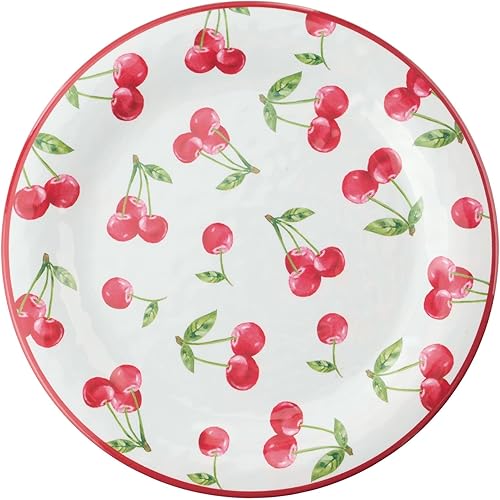 Miniatura 4 de UP UPware - Juego de platos llanos de melamina de cereza, platos redondos para plato principal, pasta y ensalada, sin BPA, aptos para lavavajillas,