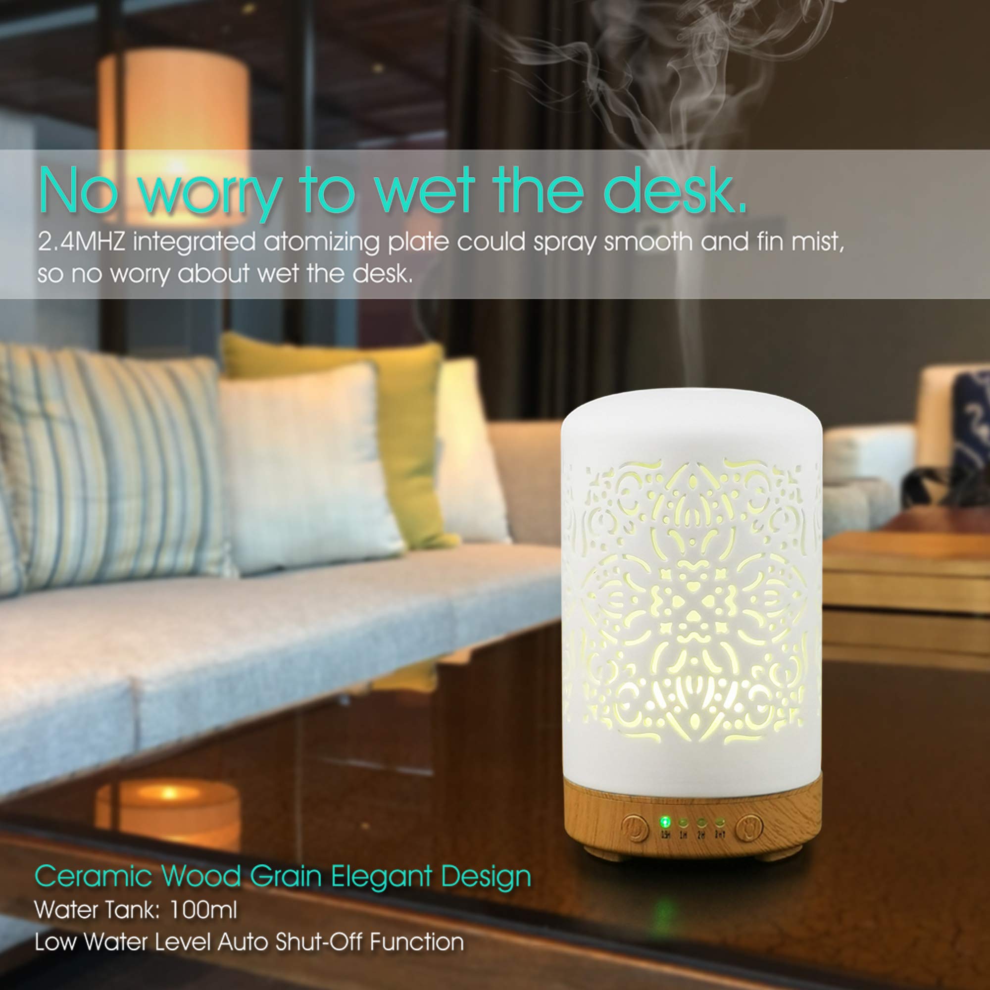Earnest Living Essential Oil Diffuser White Ceramic Diffuser Classic Ver 2 No Beep Noise 4 Timers 100 Ml Night Lights And Auto Off Function Office Home Aromatherapy Humidifier Amazon Sg Home