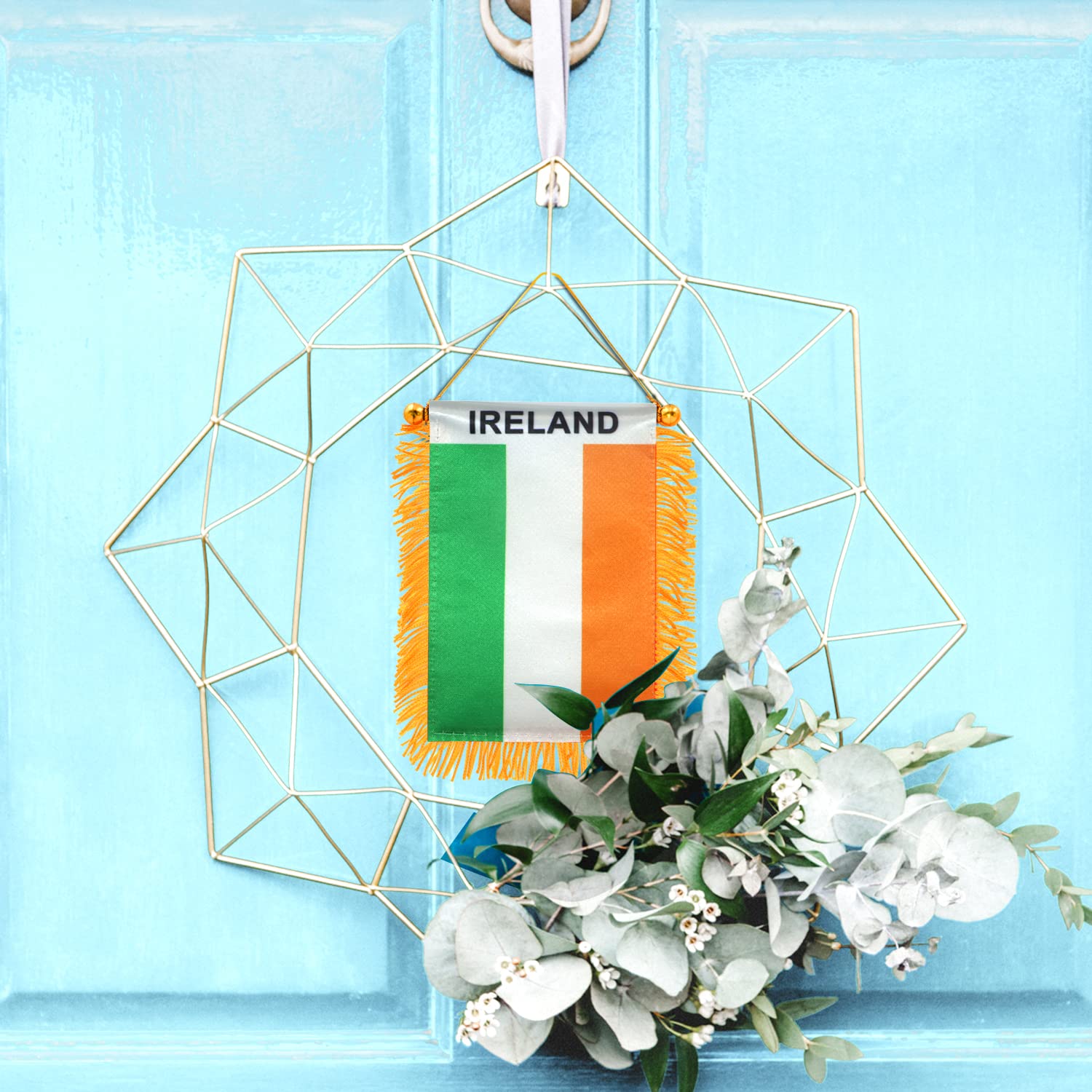 Anley Irland Flagge 10x15 Cm – Mit Fransen, Saugnapf, Für Auto Oder Fenster, Wetterfest