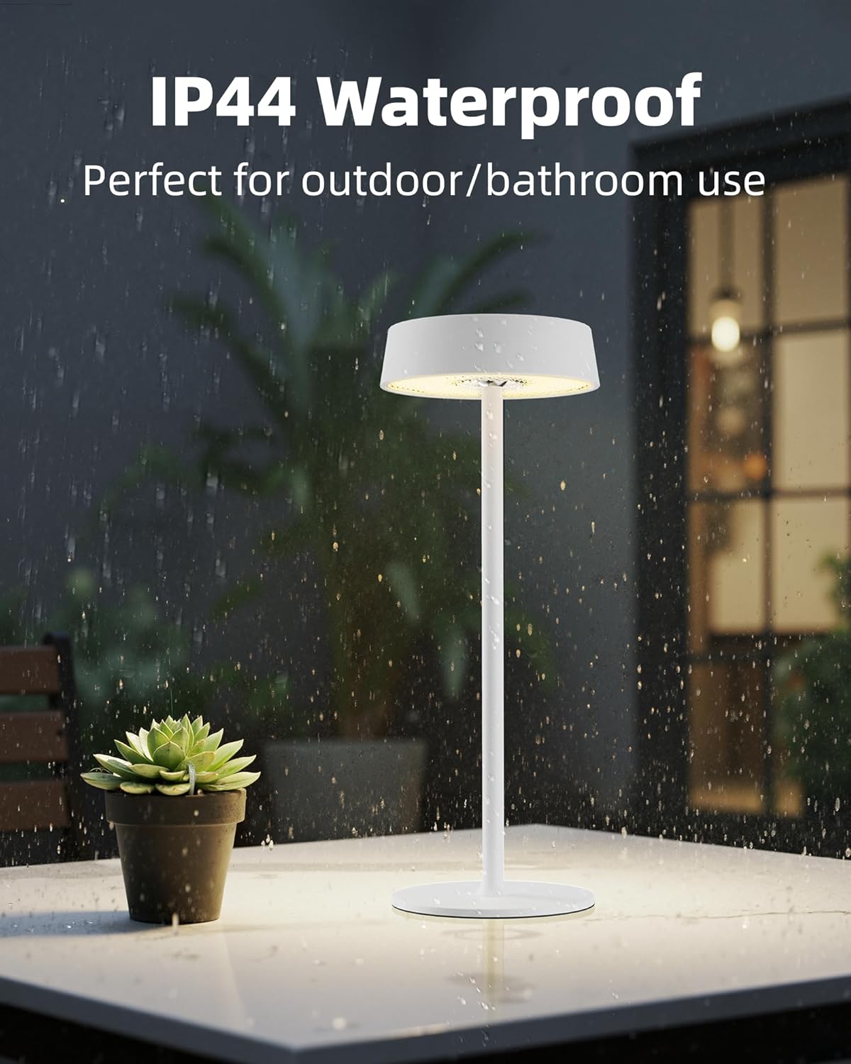 Cordless Lamp, Rechargeable Table Lamp, Battery Operated, RGB Dimmable Touch Control, 3 Color Temperatures, LED Memory Function, Portable Outdoor Waterproof, Restaurant Dining Patio Kitchen, White 2Pc