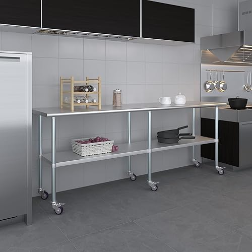 Miniatura 27 de AmGood Mesa de trabajo de acero inoxidable con ruedas Estación de trabajo