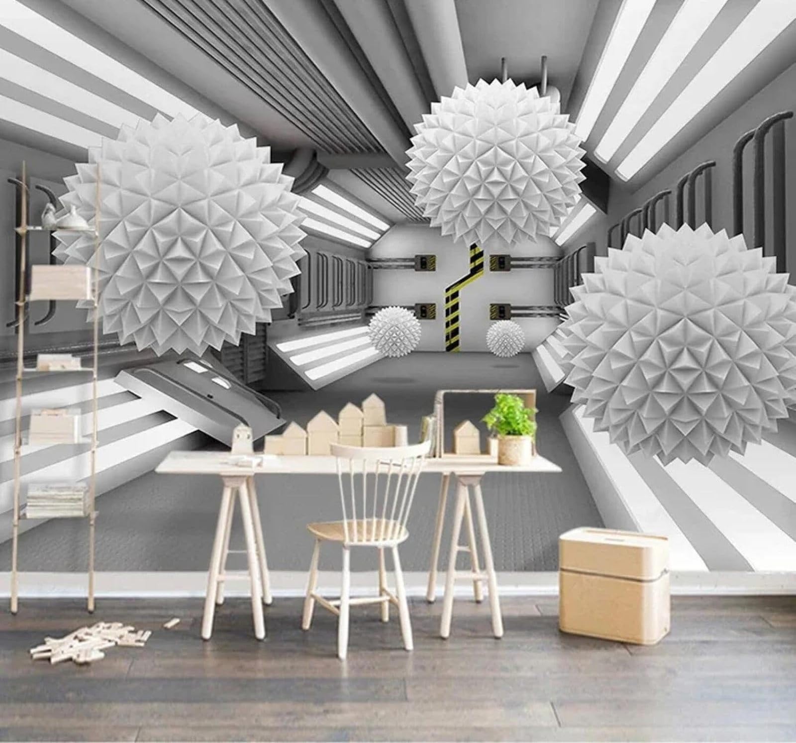 XLMING Three Dimensional Sphere Abstract Architecture Space 3D Wallpaper Luxury Home Dining Decor Paste Sofa Living Room The Wall for Bedroom Mural-250cm×170cm