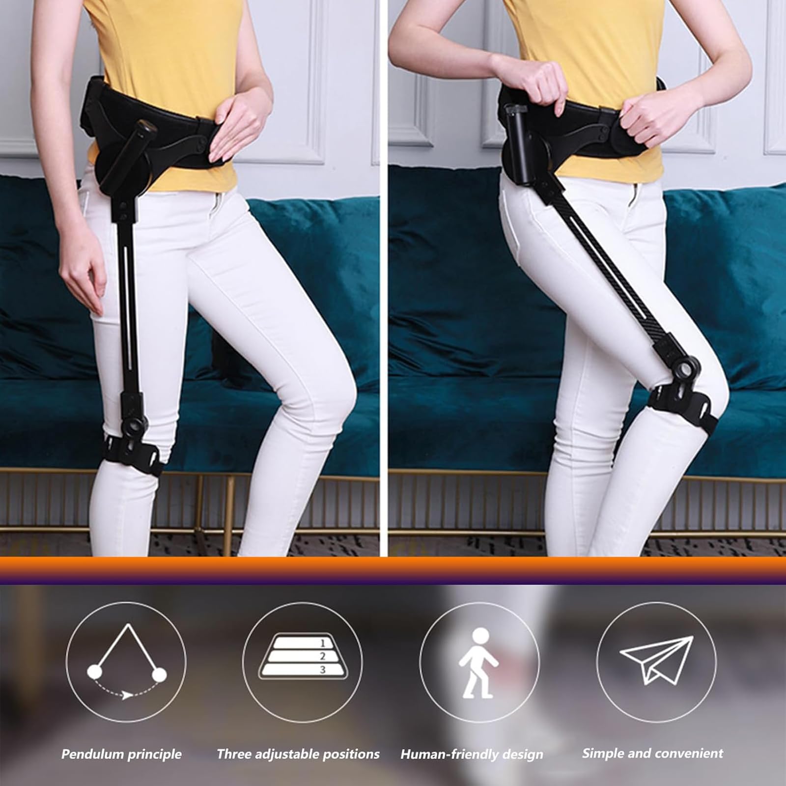 Genérico Exoesqueleto Biónico Portátil de Potencia para Caminar, Ajustable en 3 Niveles de Fuerza, Ayudas de Caminata con Potencia Biónica para Adultos Mayores, Viajes,Right,S