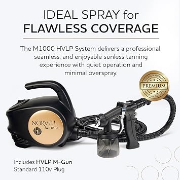 Norvell Sunless Tanning Kit - M1000 HVLP Spray Tan Airbrush Machine + Mobile Spray Room Pop-Up Tent, Overspray Reduction Fan, 8oz Tanning Solutions in Tuscan Plus, Venetian and Dark