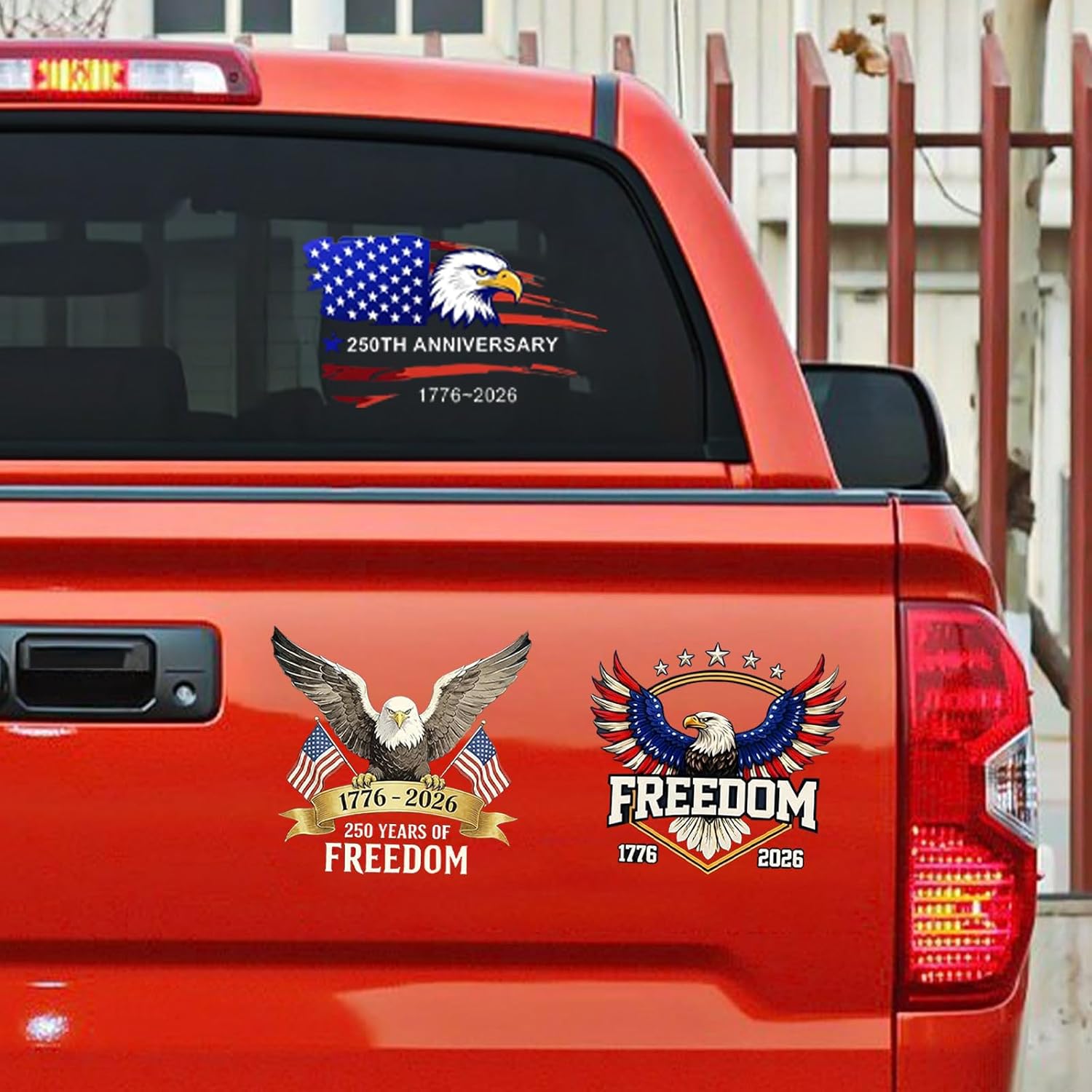 5Pcs USA 250th Anniversary Stickers, Set American Flag Decal, God Bless America Stickers 250 Anniversary USA Stickers, Car Eagle Flag Stickers for Cars Custom 250 Years America Car Decal (12in)