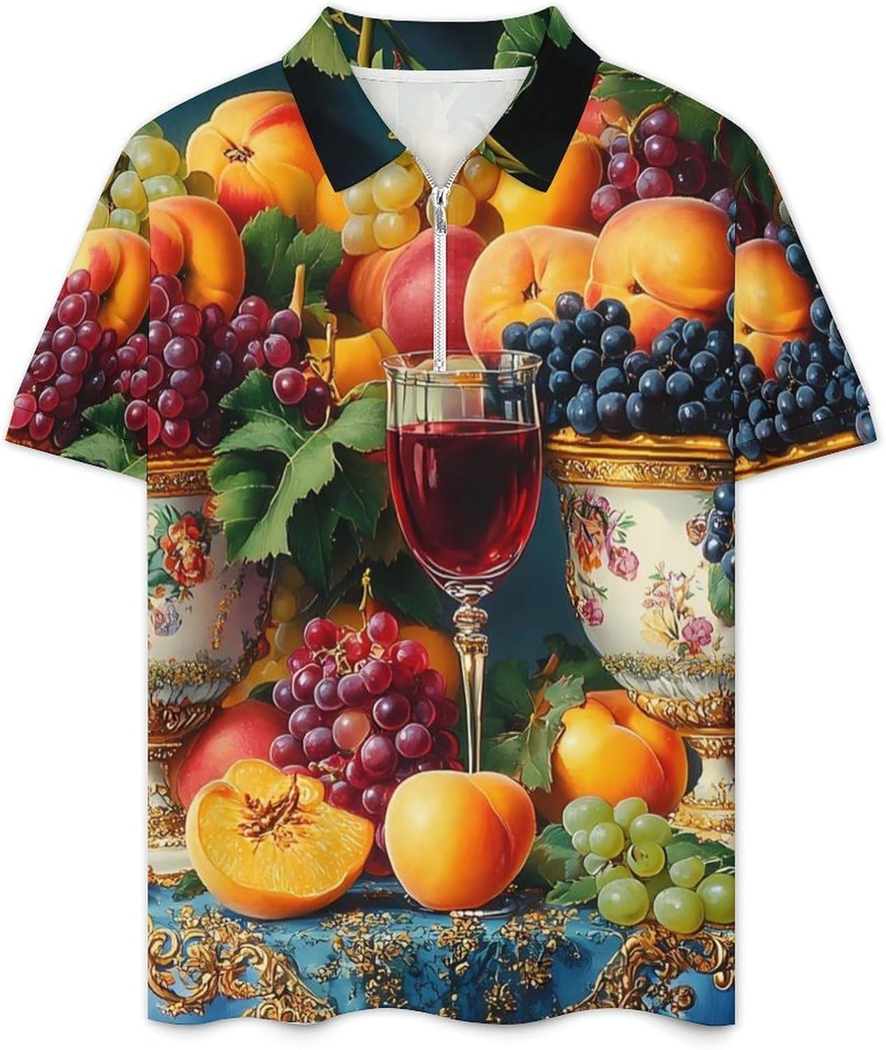 Kitchen Fresh Fruits Mens Polo Shirts Track Suits 2 Piece Short Sleeve Sweatsuit 1/4 Zip Golf Loungewear for Sports