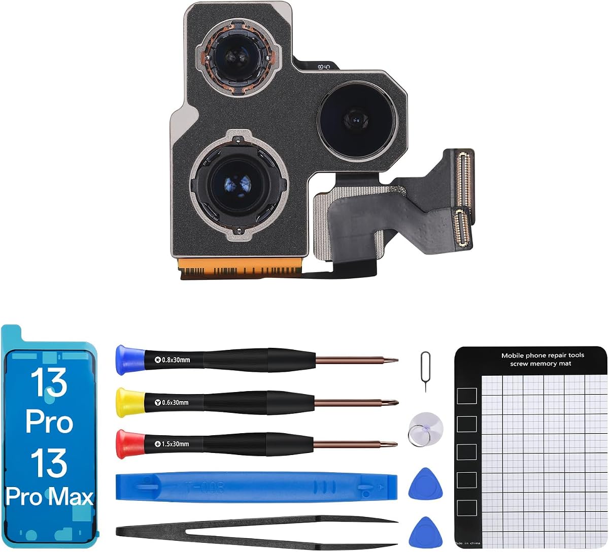 for iPhone 13 13 Pro Max Main Rear Back Camera Replacement OEM Lens | Back Camera 4K HD HDR Video Photo with Flex Cable Digital Zoom Image Fix Assemble A2483 A2636 A2638 A2639 A2484 A2641 A2643