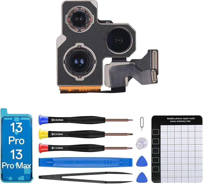 for iPhone 13 13 Pro Max Main Rear Back Camera Replacement OEM Lens | Back Camera 4K HD HDR Video Photo with Flex Cable Digital Zoom Image Fix Assemble A2483 A2636 A2638 A2639 A2484 A2641 A2643