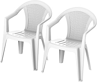 Cosmoplast Set of 2 Bamboo Chair, White